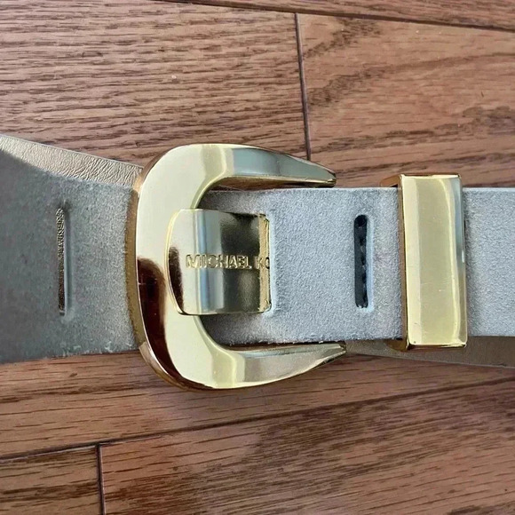 [L]Michael Kors  yellow suede belt with gold buckle in inner gold lined . - Picture 2 of 9